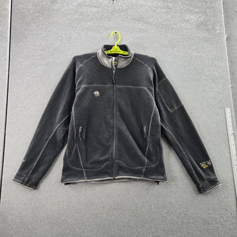 Mountain Hardwear Men Jacket L Gray Front Logo Embroidery Fleece Jacket READ